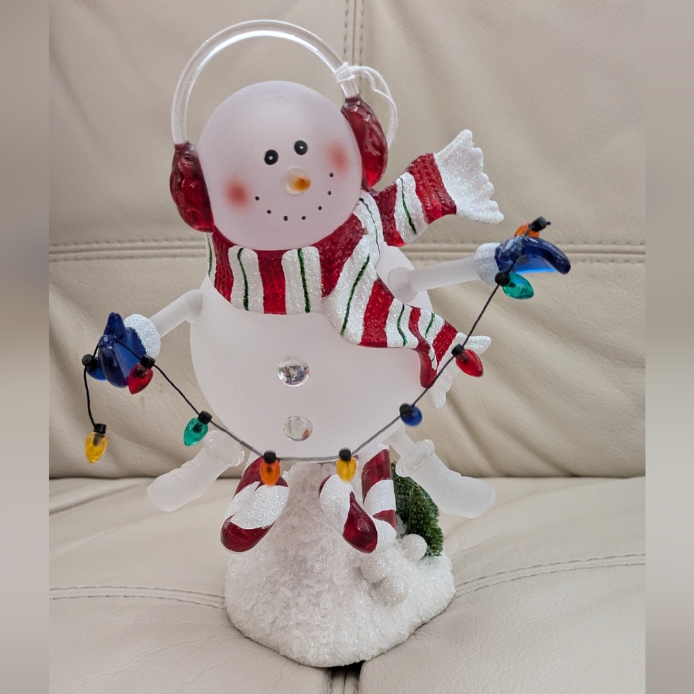 Vintage Lighted Acrylic Skiing Snowman JC Penney Collection